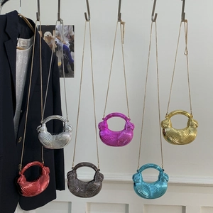 Glossy metallic acrylic evening handbags in silver pink gold red grey and blue with chain