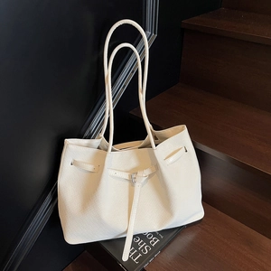 Borsa Tote da Donna in Pelle PU con Trama Intrecciata Grande Capacità Borsa a Tracolla Sottoascellare con Fibbia Magnetica Borsa a Mano Urban Minimalista
