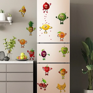 Selbstklebende Wandstickers mit 14 niedlichen Cartoon-Früchten für die Küche
