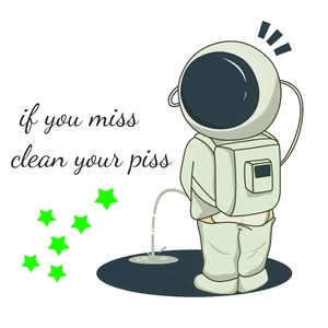 Luminous cartoon astronaut wall sticker with funny quote if you miss clean your piss
