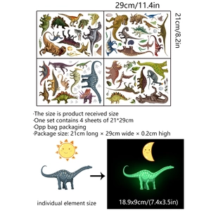 Stickers muraux dinosaures fluorescents pour chambre d'enfant effet jour et nuit