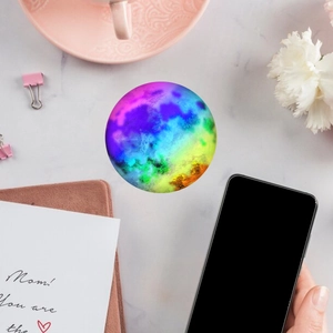 Self-adhesive colorful moon glow switch sticker on marble surface with cozy lifestyle decor