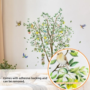 Creative lemon tree wall sticker with birds for living room wall decoration with adhesive