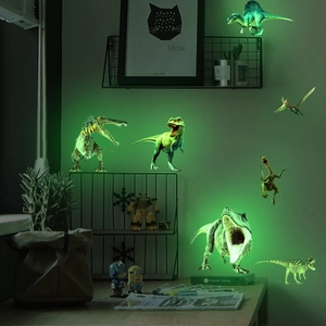 Luminous realistic dinosaur wall stickers for kids bedroom glow in the dark decor