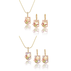 Collier Et Boucles D'oreilles En Émail Fleur Süßwasserperle Baroque Avec Tige En Argent Sterling 925 Acier Titane Bijoux Rétro