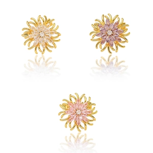 Broche Rotative Fleur de Marguerite en Cristal Cuivre Plaqué Or Zircone Strass Mini Épingle de Sûreté Anti-exposition Bijoux Femme Cadeau
