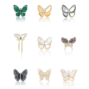 Butterfly Brooch Mother Of Artificial Pearl Zircon Elegant Copper Jewelry Women Versatile Suit Pin Accessory