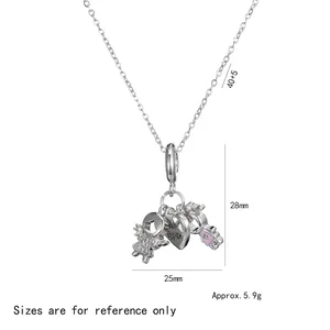 Halskette mit Mädchen-Herz-Anhänger, Gravur Little Sister und rosa Emaille-Akzent
