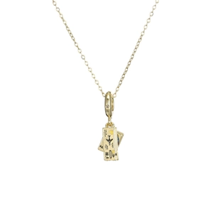 Elegante collana in titanio dorato con ciondolo a carta d'imbarco e zircone