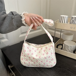 Borsa a Spalla in Tessuto Trapuntato con Stampa a Fiocco in Stile Coreano Per Donna Dolce Design di Nicchia Borsa Sottobraccio Borsa Casual Quotidiana