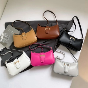French style half-moon underarm bag set in six colors with metallic buckle