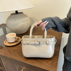 Fashion PU Leather Bucket Bag Women Handbag With Decorative Belt Buckle Elegant Crossbody Shoulder Bag For Daily Use
