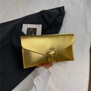 Women Fashion PU Leather Envelope Clutch Bag Large Capacity Metal Lock Handbag For Evening Party Urban Simple Style