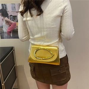 Sac à chaîne doré élégant présenté dans un cadre de vie avec un look bandoulière chic