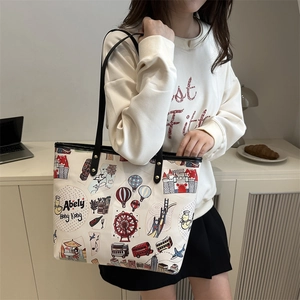 Sac fourre-tout Abely Hong Kong mignon avec motifs de voyage de ville pour femmes
