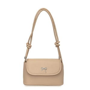 Sac sous le bras kaki chic avec boucle nœud argentée et bandoulière à nœuds