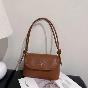 Petit Sac Carré en Cuir PU pour Femmes Avec Décoration de Nœud Sac à Épaule Minimaliste Sac Bandoulière Mode pour Usage Quotidien