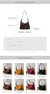 Detailed size specifications and material chart for the stylish PU leather tote bag