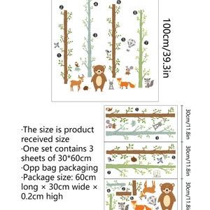 Forest animals wall decals set with bears, deer, and trees for nursery room decoration