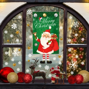 Κρεμαστό πανό Merry Christmas με τον Άγιο Βασίλη και χριστουγεννιάτικη διακόσμηση