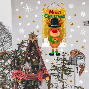 Κρεμαστό πανό Merry Christmas με τάρανδο σε κίτρινο για διακόσμηση τοίχου