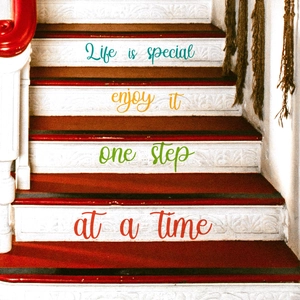 Colorful vinyl stairs stickers with motivational quotes for home staircase decoration