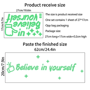 Sticker mural lumineux montrant la mise en page et la taille du texte de motivation