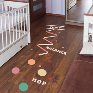 Kids Sensory Game Floor Stickers Colorful Circles Stars Interactive JUMP BALANCE HOP PVC Decals For Playroom Kindergarten