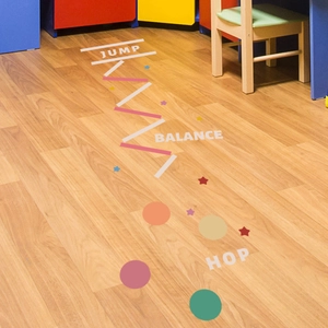 Colorful interactive jump and balance floor stickers for kids room and nursery decor