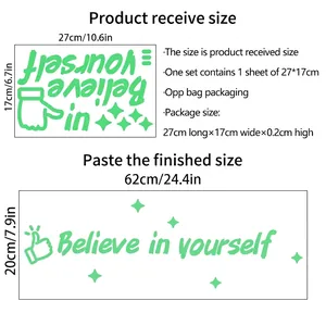 Sticker mural phosphorescent Believe in Yourself avec étoiles et pouces levés