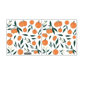 Size chart showing two 30x30cm orange citrus wall stickers with green leaves and flowers
