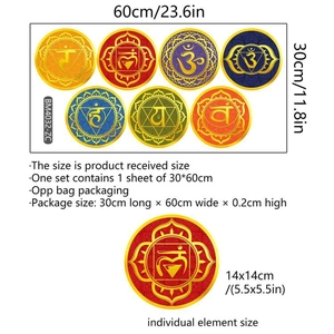 Chakra yoga symbol wall stickers 60x30cm set with seven colorful mandala circles