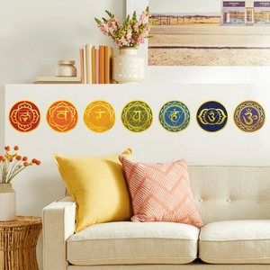 Chakra Wall Stickers PVC Self Adhesive Mandala Yoga Meditation Zen Decor Colorful Lotus Sanskrit Symbols Decals