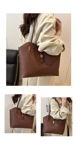 Macro detail of lychee textured leather tote bag with gold magnetic buckle and fine stitching