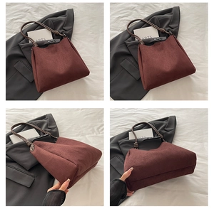 Vues détaillées d'un sac cabas bordeaux en cuir givré avec poignées nouées chic