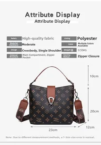 Detailed size chart for retro monogram bucket bag showing dimensions and weight
