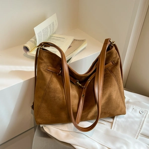Grand Sac Fourre-Tout En Daim Hobo Sac À Main Bandoulière Rétro Minimaliste Bureau Quotidien Mode Pour Femmes