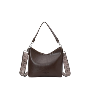 Sac fourre-tout vintage en similicuir marron avec bandoulière géométrique