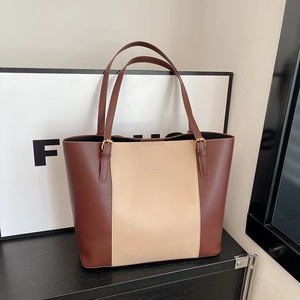 Grand Sac Cabas Femme Cuir PU Couleur Contrastée Sac À Épaule Mode Décontracté Sac De Travail Pour Femme Bureau
