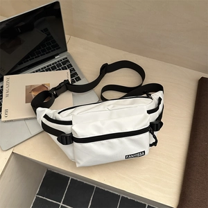 Nylon Waist Bag Large Capacity Sporty Chest Crossbody Pack Adjustable Strap Minimalist Streetwear For Men Women