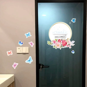 Σετ Αυτοκόλλητων Τουαλέτας PVC Αδιάβροχο Πεταλούδα Λουλούδι BADEZIMMER Sitz-Platz Διακοσμητικό για Τοίχο Μπάνιου Σπίτι