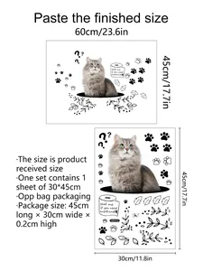 Gedetailleerde maattabel voor kattenmuurstickers afmetingen 30x45cm en 60x45cm klaar