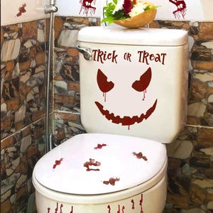 Spooky Halloween blood splatter and demon face decals for bathroom toilet seat decoration