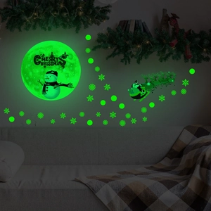 Glow in the dark Christmas wall stickers with snowman, Santa, and reindeer designs