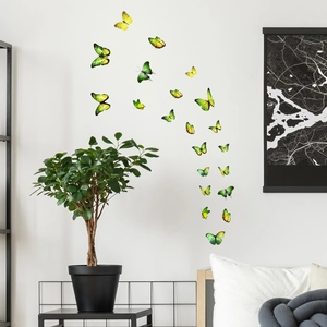 3D glow in the dark butterfly wall stickers in yellow-green gradient for home decor
