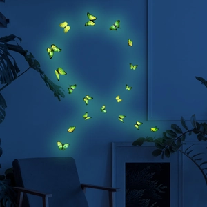 Glow-in-the-dark butterfly wall stickers for bedroom with luminous fluorescent effect