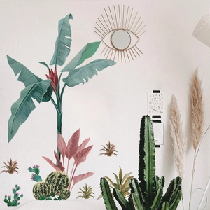Tropical banana tree and cactus wall decals for Nordic style home decoration