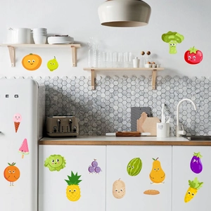 Cute cartoon vegetable and fruit fridge stickers set for kitchen wall decoration