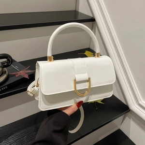 Vintage Textured PU Leather Handbag For Women Stylish Metal Buckle Small Square Crossbody Bag Commuter Shoulder Bag