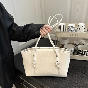 Women Large Capacity Tote Bag Leopard Print Shoulder Bag Vintage PU Leather Commuter Handbag With Knot Detail Metal Hardware